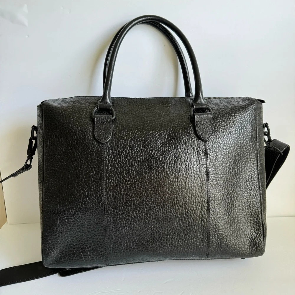 VelRossi Leather Laptop Bag Work Briefcase Black Vel Rossi Italy Italian Pebbled